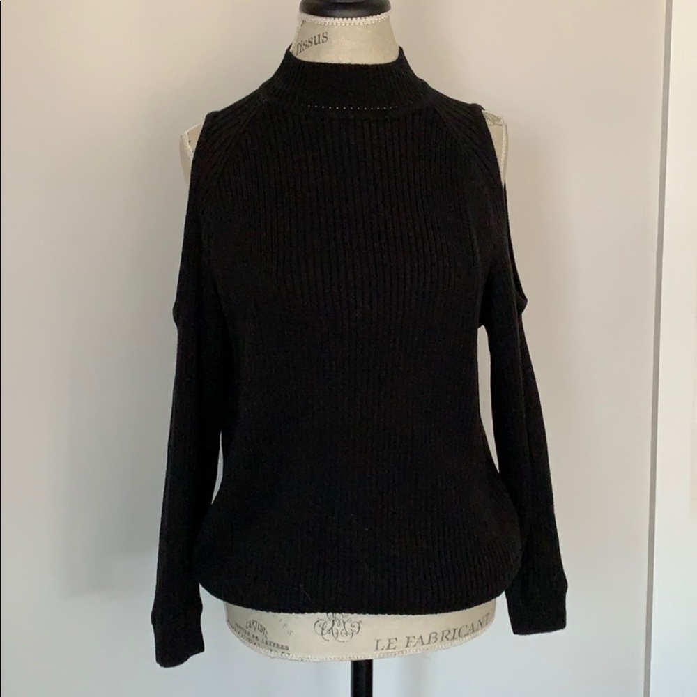 Cold shoulder knit sweater